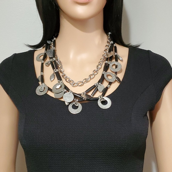 Chico's Black & Silver Chunky Necklace - Picture 5 of 7